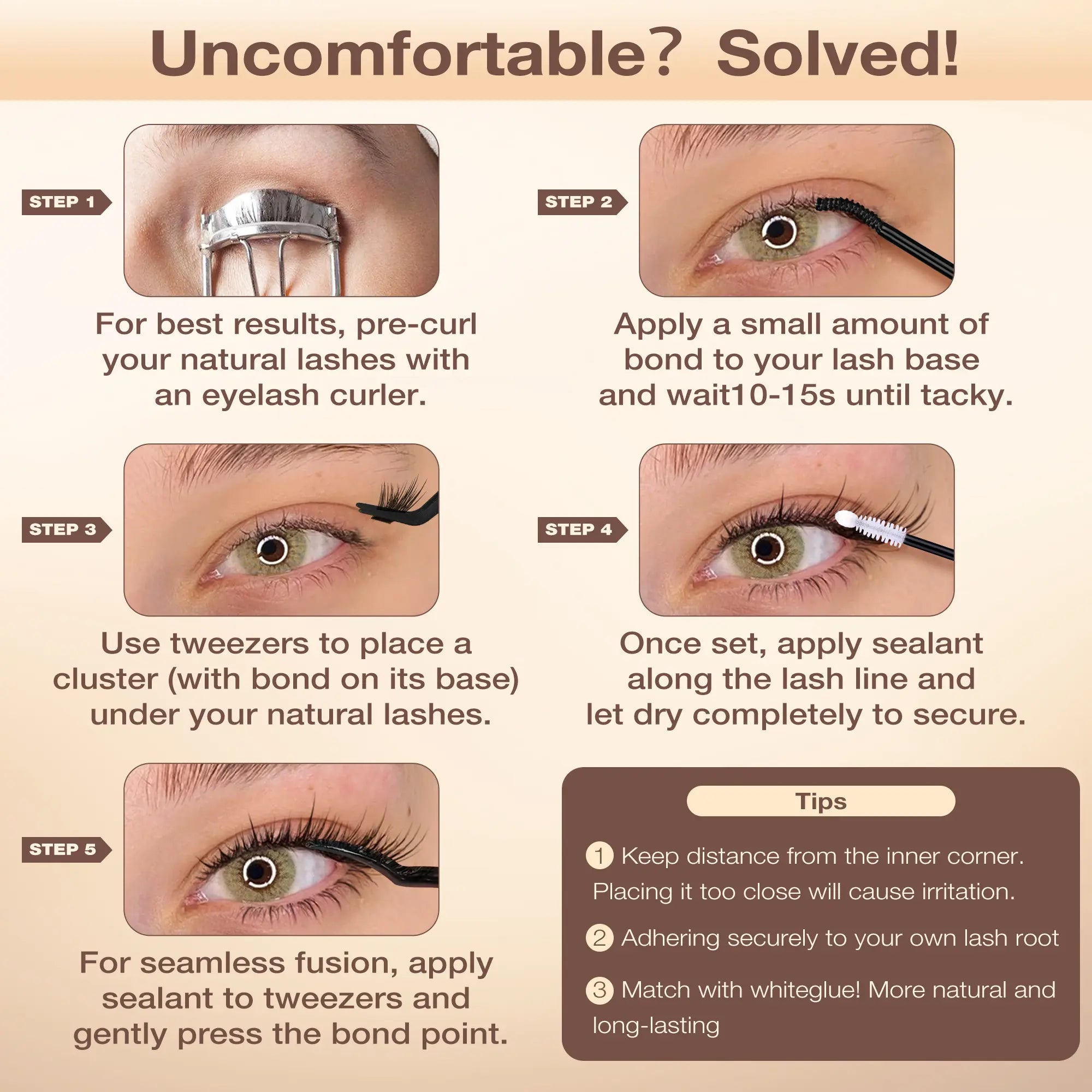 Focipeysa Fluffy Foxtail Lash Clusters | LC Curl Fox Eye Lash Clusters | Natural, Wispy, Ultra-Dense | Beginner-Friendly, Get Flawless Salon Extensions at Home| Lash Kit with Bond and Seal, Complements All Makeup Looks