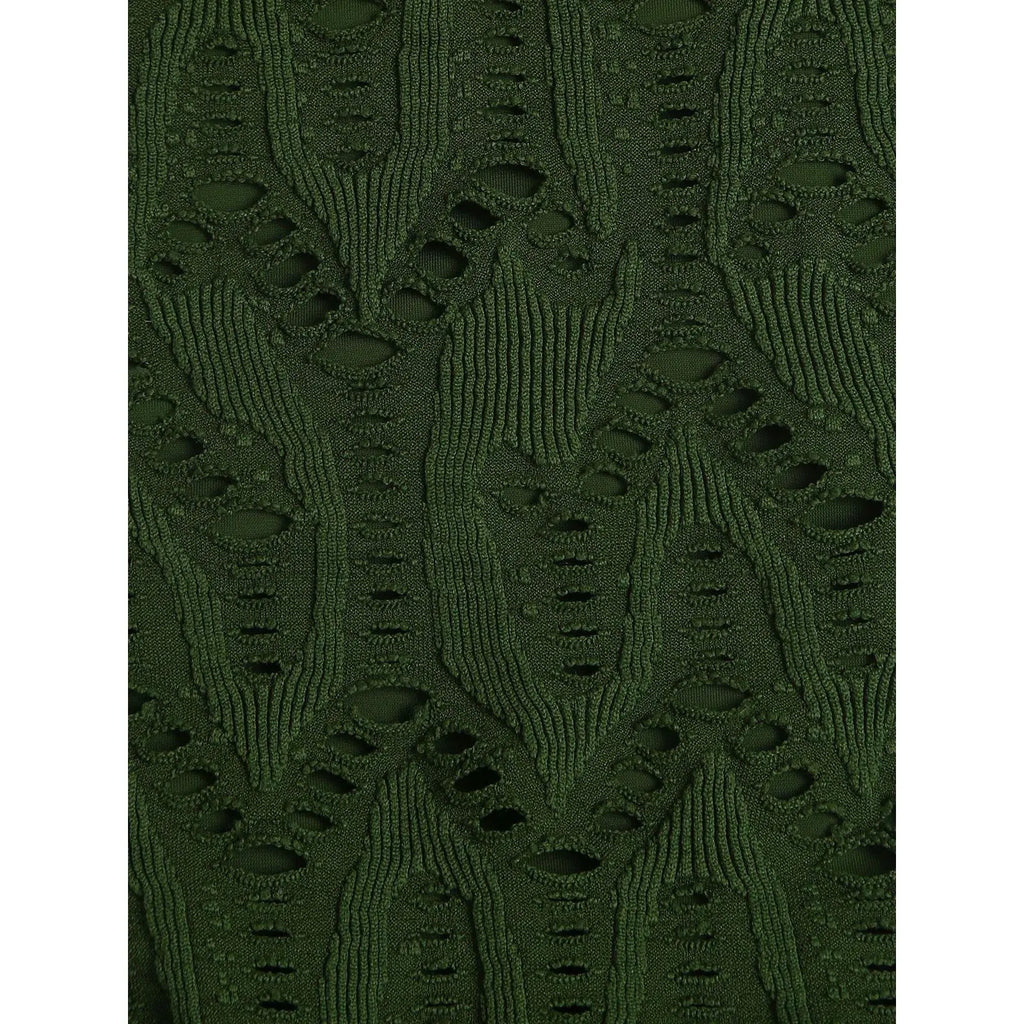 Dark Green Textured Cutout Bikini Bottom