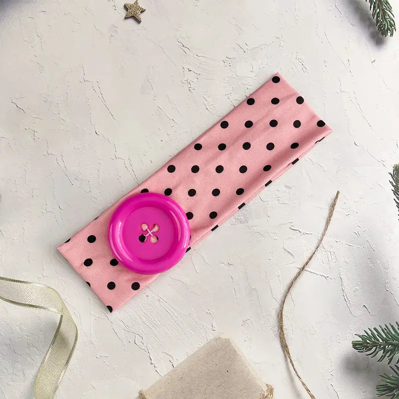 Summer Colorful Large Button Wave Dot Wide Elastic Headband for Women, Korean Ins Y2K Retro Blogger Same Style Trendy Cool Daily Hair Accessories