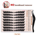 Focipeysa Fluffy Foxtail Lash Clusters | LC Curl Fox Eye Lash Clusters | Natural, Wispy, Ultra-Dense | Beginner-Friendly, Get Flawless Salon Extensions at Home| Lash Kit with Bond and Seal, Complements All Makeup Looks